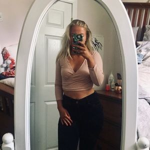 Forever21 Pink Wrap Crop Top